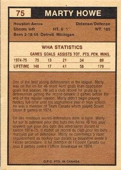 1975-76 O-Pee-Chee WHA #75 Marty Howe Back
