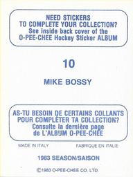 1983-84 O-Pee-Chee Stickers #10 Mike Bossy  Back