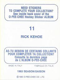 1983-84 O-Pee-Chee Stickers #11 Rick Kehoe  Back