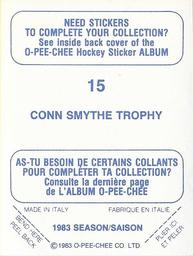 1983-84 O-Pee-Chee Stickers #15 Conn Smythe Trophy Back