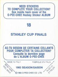 1983-84 O-Pee-Chee Stickers #18 Stanley Cup Finals  Back