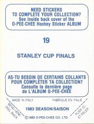 1983-84 O-Pee-Chee Stickers #19 Stanley Cup Finals  Back