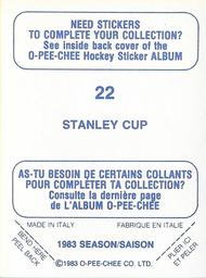 1983-84 O-Pee-Chee Stickers #22 Stanley Cup Back