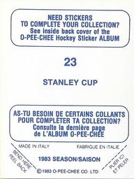 1983-84 O-Pee-Chee Stickers #23 Stanley Cup Back