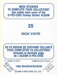 1983-84 O-Pee-Chee Stickers #25 Rick Vaive  Back