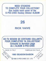 1983-84 O-Pee-Chee Stickers #26 Rick Vaive  Back