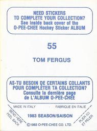 1983-84 O-Pee-Chee Stickers #55 Tom Fergus  Back