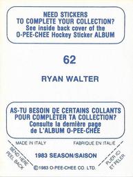 1983-84 O-Pee-Chee Stickers #62 Ryan Walter  Back