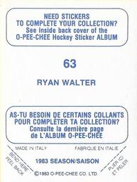 1983-84 O-Pee-Chee Stickers #63 Ryan Walter  Back