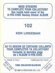 1983-84 O-Pee-Chee Stickers #102 Ken Linseman  Back