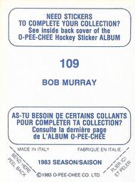 1983-84 O-Pee-Chee Stickers #109 Bob Murray  Back