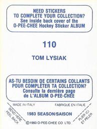 1983-84 O-Pee-Chee Stickers #110 Tom Lysiak  Back