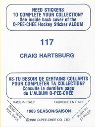 1983-84 O-Pee-Chee Stickers #117 Craig Hartsburg  Back
