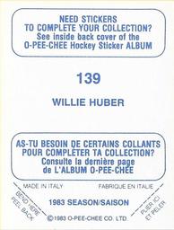 1983-84 O-Pee-Chee Stickers #139 Willie Huber  Back