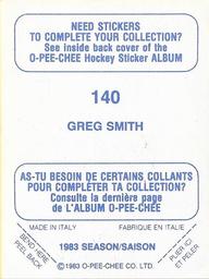 1983-84 O-Pee-Chee Stickers #140 Greg Smith  Back