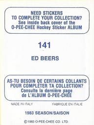 1983-84 O-Pee-Chee Stickers #141 Ed Beers  Back