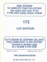 1983-84 O-Pee-Chee Stickers #172 Luc Dufour  Back