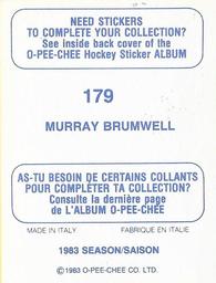 1983-84 O-Pee-Chee Stickers #179 Murray Brumwell  Back