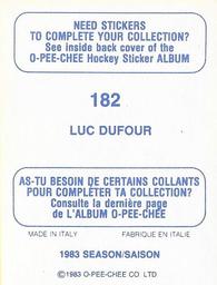 1983-84 O-Pee-Chee Stickers #182 Luc Dufour  Back