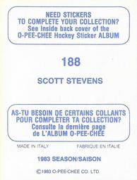 1983-84 O-Pee-Chee Stickers #188 Scott Stevens  Back