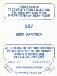 1983-84 O-Pee-Chee Stickers #207 Mike Gartner  Back