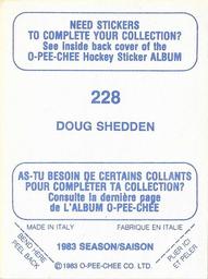 1983-84 O-Pee-Chee Stickers #228 Doug Shedden  Back