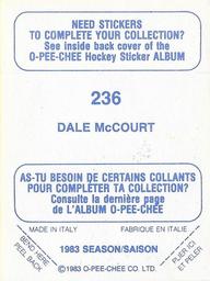 1983-84 O-Pee-Chee Stickers #236 Dale McCourt  Back