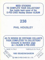 1983-84 O-Pee-Chee Stickers #238 Phil Housley  Back