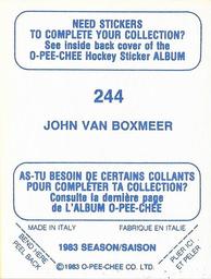 1983-84 O-Pee-Chee Stickers #244 John Van Boxmeer  Back