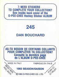1983-84 O-Pee-Chee Stickers #245 Dan Bouchard  Back