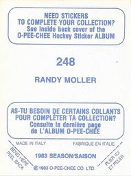 1983-84 O-Pee-Chee Stickers #248 Randy Moller  Back