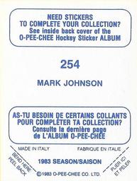 1983-84 O-Pee-Chee Stickers #254 Mark Johnson  Back