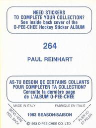 1983-84 O-Pee-Chee Stickers #264 Paul Reinhart  Back