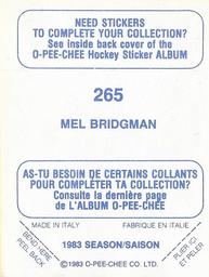 1983-84 O-Pee-Chee Stickers #265 Mel Bridgman  Back