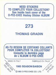 1983-84 O-Pee-Chee Stickers #273 Thomas Gradin  Back