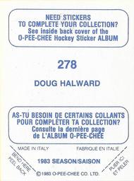 1983-84 O-Pee-Chee Stickers #278 Doug Halward  Back