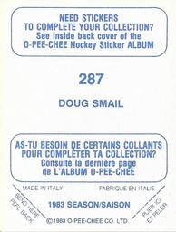 1983-84 O-Pee-Chee Stickers #287 Doug Smail  Back