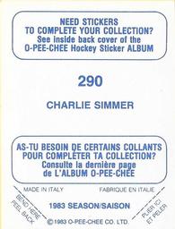 1983-84 O-Pee-Chee Stickers #290 Charlie Simmer  Back