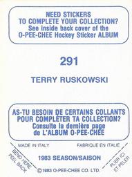 1983-84 O-Pee-Chee Stickers #291 Terry Ruskowski  Back