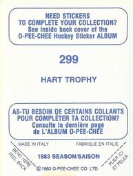 1983-84 O-Pee-Chee Stickers #299 Hart Trophy Back