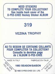 1983-84 O-Pee-Chee Stickers #319 Vezina Trophy Back