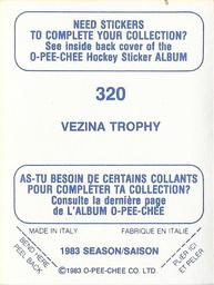 1983-84 O-Pee-Chee Stickers #320 Vezina Trophy Back