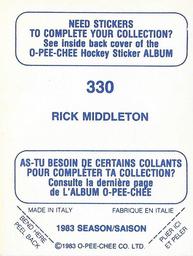 1983-84 O-Pee-Chee Stickers #330 Rick Middleton Back