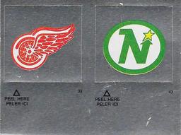 1984-85 O-Pee-Chee Stickers #33 / 43 Red Wings Logo / North Stars Logo Front