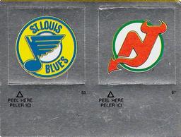 1984-85 O-Pee-Chee Stickers #53 / 67 Blues Logo / Devils Logo Front