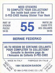 1984-85 O-Pee-Chee Stickers #55 Bernie Federko Back