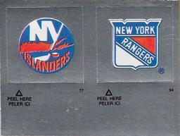 1984-85 O-Pee-Chee Stickers #77 / 94 Islanders Logo / Rangers Logo Front