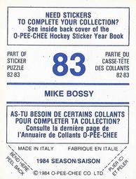 1984-85 O-Pee-Chee Stickers #83 Mike Bossy Back