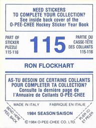 1984-85 O-Pee-Chee Stickers #115 Ron Flockhart Back