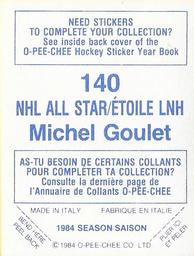 1984-85 O-Pee-Chee Stickers #140 Michel Goulet Back